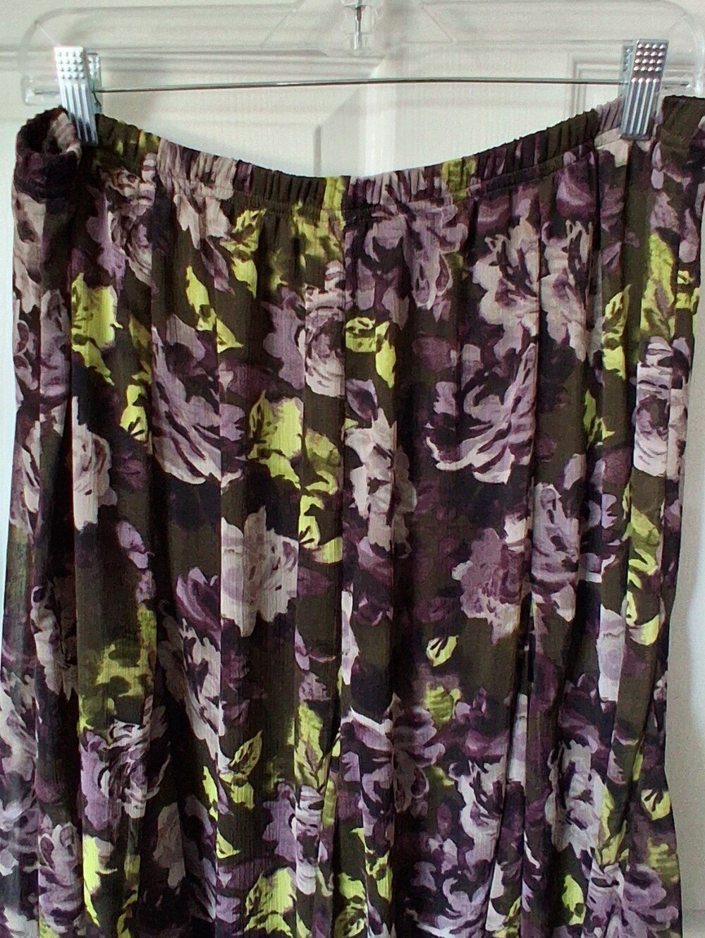 Christopher & Banks Floral Maxi Skirt in Purple and Olive Green